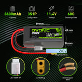 Ovonic 11.1V 3600mAh 60C 3S LiHV Battery with XT60 Plug for 1/10 Rock Crawler